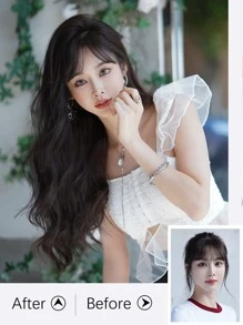 7JHH WIGS 夹式接发，长款波浪卷发，3 片装，隐形夹式，深棕色，柔软全合成纤维，适合女性日常佩戴，22 英寸