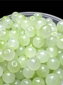 100顆8毫米圓珠石灰綠玻璃DIY珠寶製作珠適用於手鍊、項鍊 - 青檸色 - 查看 11