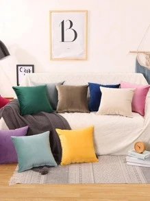 2pcs Solid Cushion Cover Without Filler, Simple Grey Throw Pillow Cover, For Sofa, Couch - Grey - View 8