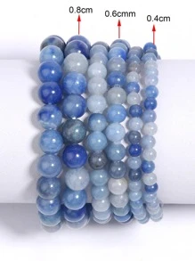 1 dây 4/6/8mm Tự Nhiên Xanh Aventurine Ngọc Vòng Vòng Tay dành cho Nữ Trang Sức 19cm - Màu xanh lam - Xem 2