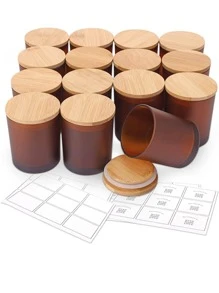 1 Pack 8oz Amber Glass Candle Jars With Metal & Plastic Lids - For Candle, Food Storage, Canning - Brown - View 1