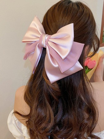1pc Women Bow Decor Fashion Hair Clip For Gift Cute Valentine's Day Valentines Claw Clips Hair Claws Hair Barrettes, School Stuff, Elegant, College, Winter Outfit For Women, Bows, Hair Accerssories