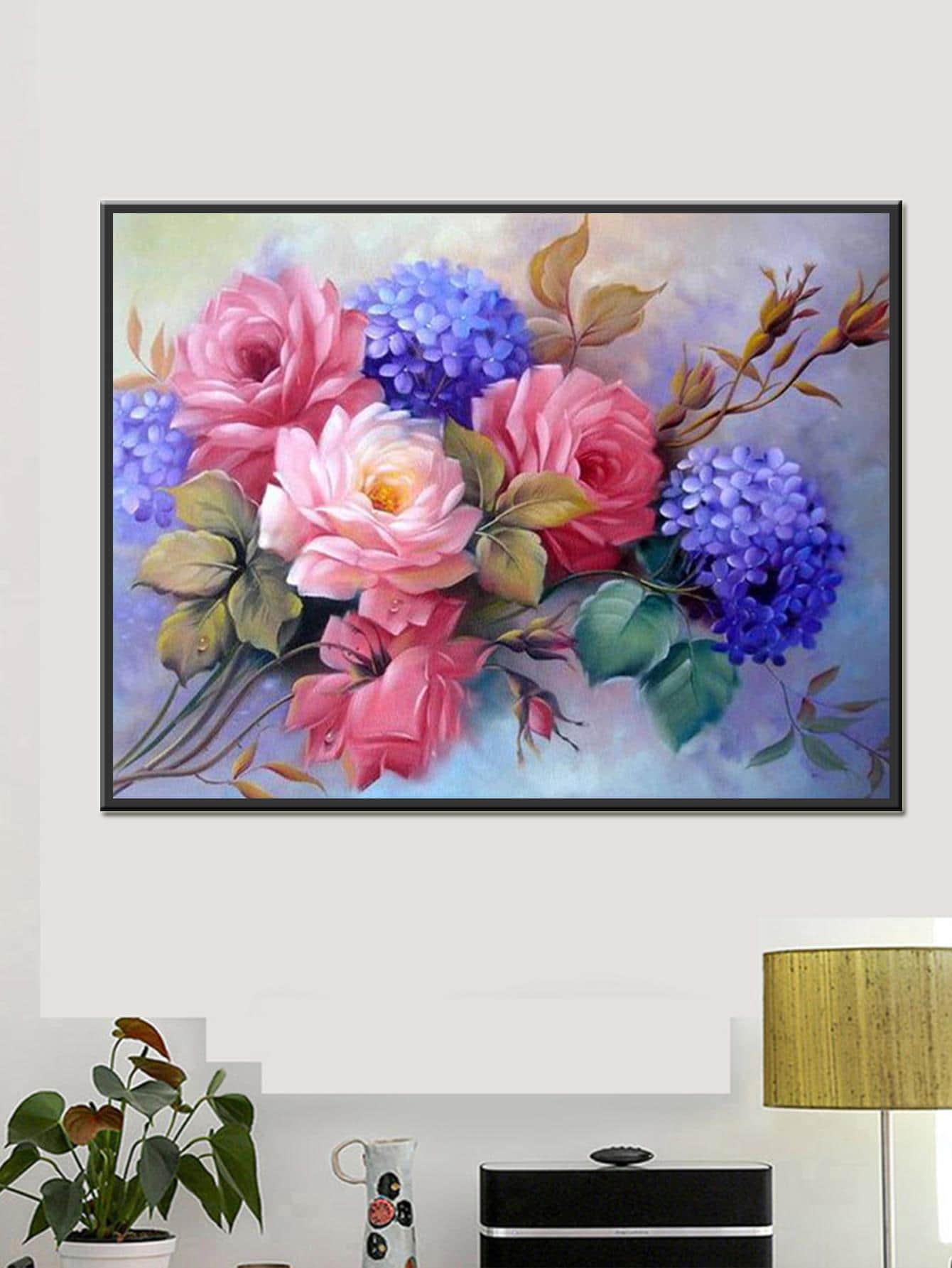 5入組/套PMMA DIY鑽石畫無框創意花卉圖案DIY鑽石畫工藝品 - 彩色 - 查看 1