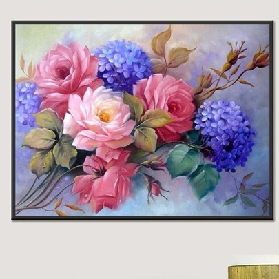 5入組/套PMMA DIY鑽石畫無框創意花卉圖案DIY鑽石畫工藝品