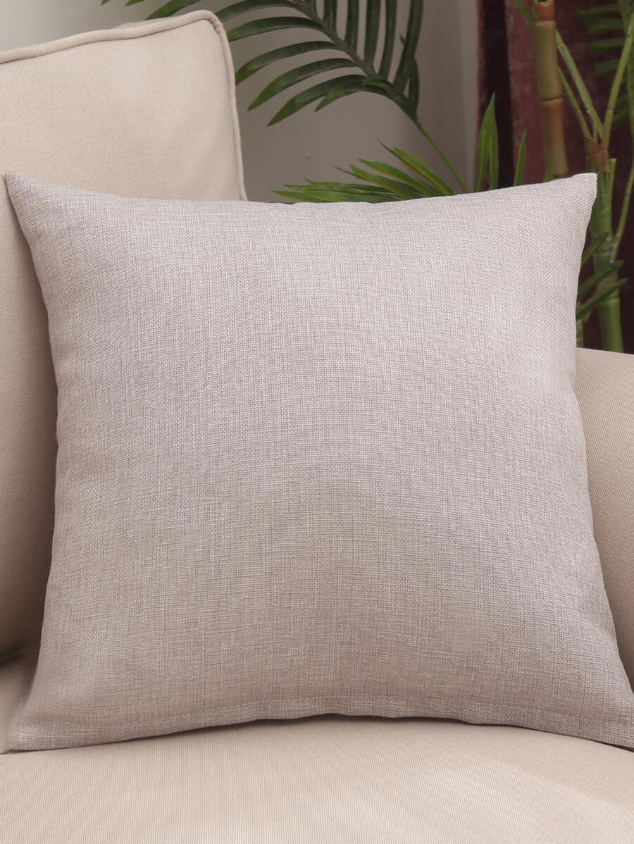 1pc Solid Color Cushion Cover, Modernist Linen Decorative Throw Pillow Case For Home - Light Grey - View 1