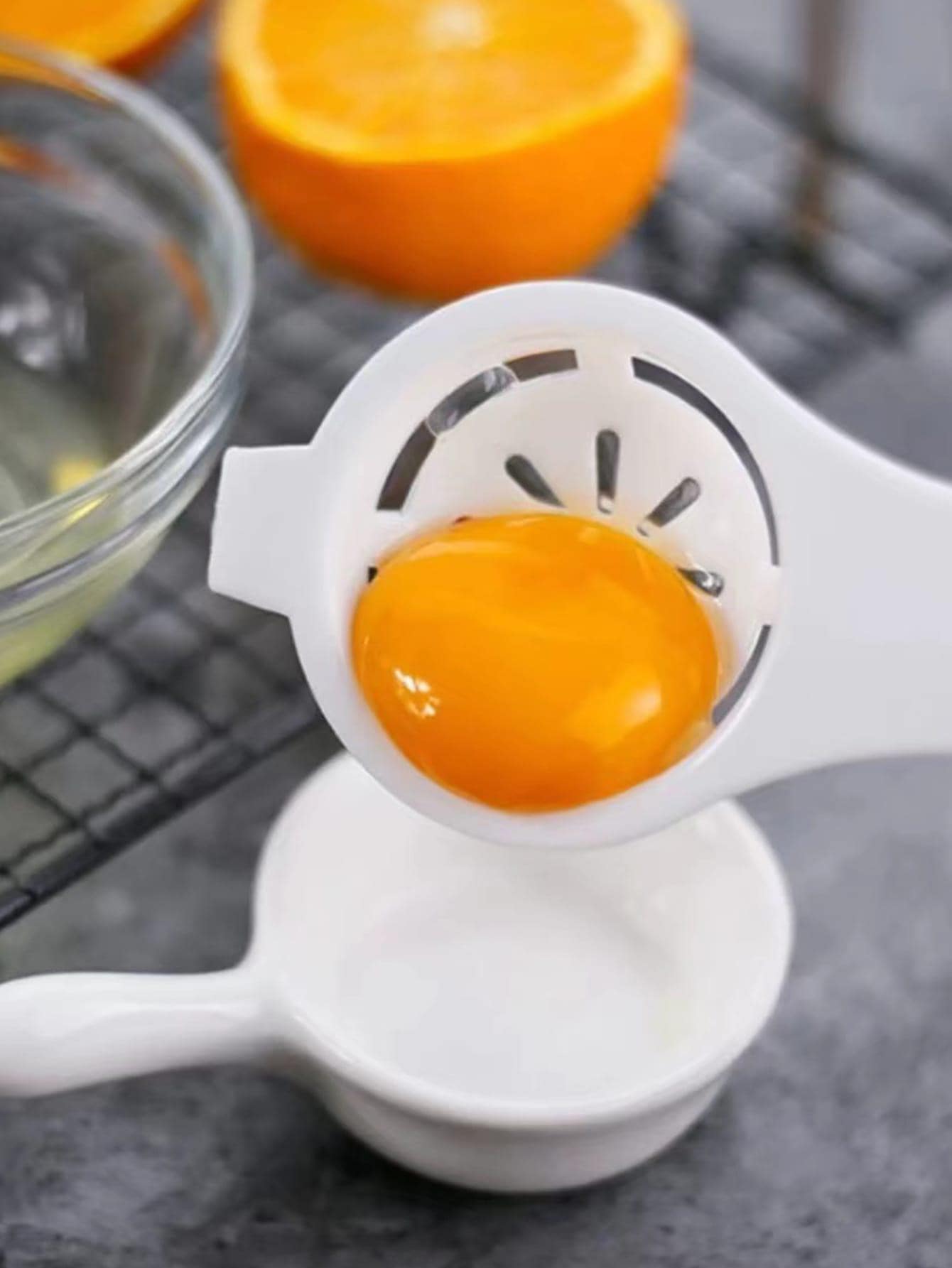 1pc PP Egg Separator, Simple White Long Handle Egg Yolk White Separator Tool For Kitchen