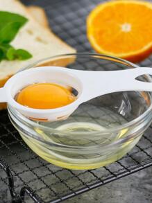 1 pieza Herramienta separadora de clara de yema de huevo huevo simple blanco con mango largo para cocina - Blanco - Ver 4