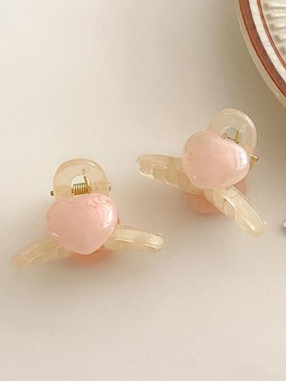 2入組女士愛心裝飾時尚髮爪適用於頭髮裝飾用品