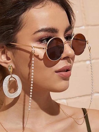 Elegant 1pc White Faux Pearl Eyeglass Chain, Simple Anti-Skid Anti-Loss Eyeglass Cord, Faux Pearl Glasses Strap Glasses Accessories For Women