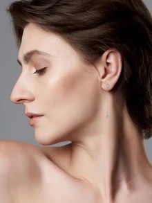 1對女士包邊鑲吊式耳環925純銀莫桑石耳環1.60CTW圓形切割耳鏈耳環首飾生日禮物帶GRA證書 - 銀色 - 查看 4