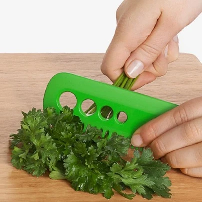 1入組ABS剝葉器廚房用簡單綠色便攜式香草剝葉器