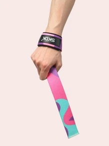 SKDK 1双防滑针织字母图案涤纶健身护腕健身房配件 - 中紫紅色 - 查看 7