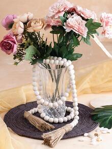 1入組珠子和流蘇裝飾壁掛家居木製掛飾