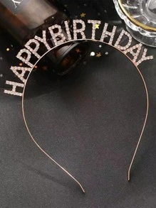 1pc Rhinestone & Letter Decor Party Headband - Rose Gold - View 3