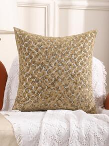 1入組無填充物提花靠墊套現代梭織面料裝飾抱枕套適用於客廳家居裝飾 - 黃色 - 查看 4