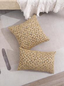 1入組無填充物提花靠墊套現代梭織面料裝飾抱枕套適用於客廳家居裝飾 - 黃色 - 查看 7