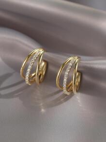Cubic Zirconia Decor Hoop Earrings