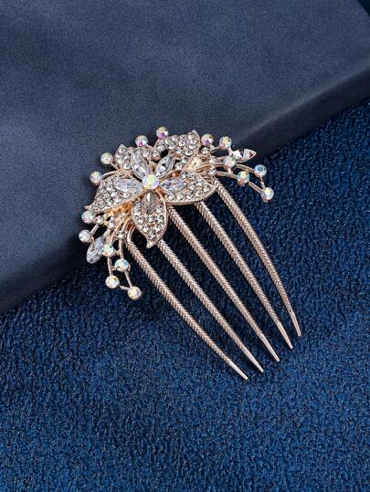 Royal 1pc Women Rhinestone Decor Glamorous Hair Comb For Daily Life