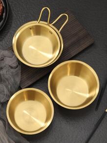 1pc Stainless Steel Sauce Dish With Handle - Gold - View 1