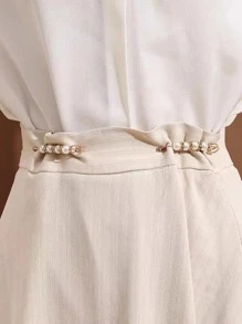 2pcs Faux Pearl Decor Adjustable Elastic Band - Multicolor - View 3