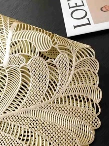 1 pieza Tapete de mesa PVC creativo en forma de hoja con abertura para mesa de comedor de cocina - Oro rosa - Ver 7