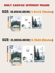 3 Cái/bộ Cây & Khẩu Hiệu Đồ Họa Có Khung Tranh, Hiện Đại Vải Treo Tường Tranh Nghệ Thuật Cho Trang Trí Tường Nhà - Nhiều màu - Xem 4