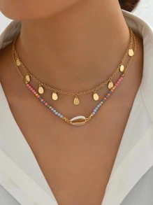 1 Máy Tính Bohemian Sắt Giọt Nước Vỏ Trang Trí Khối Màu Đính Hạt Lớp Vòng Cổ Cho Nữ Cho Cuộc Sống Hàng Ngày - Nhiều màu - Xem 5