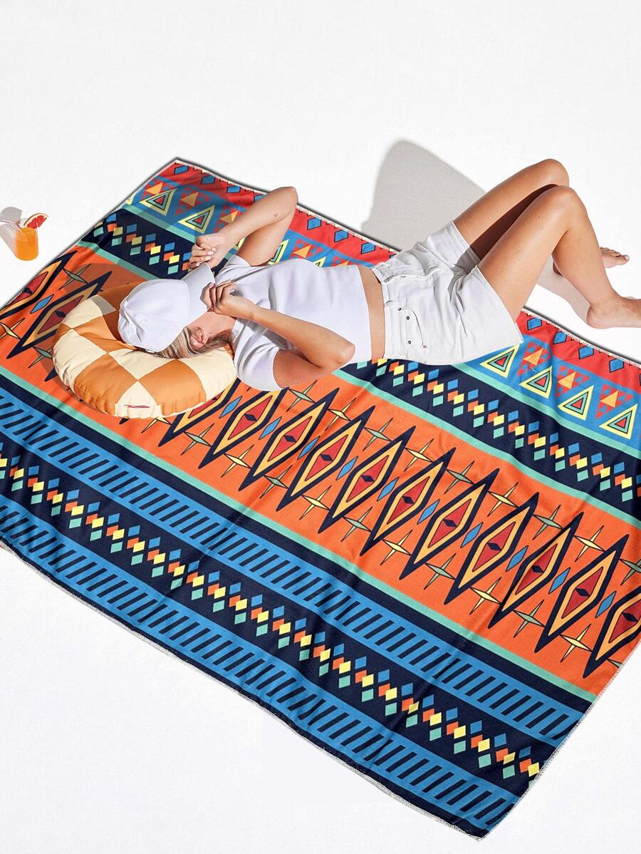 1入組幾何樣式沙灘巾 - 彩色 - 查看 1