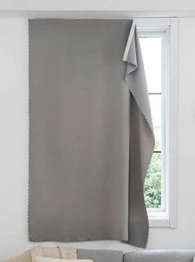 1 件纯色窗帘，客厅卧室遮光窗帘，遮阳隔热，无需钻孔安装，粘性魔术贴 - 淺灰色 - 查看 2