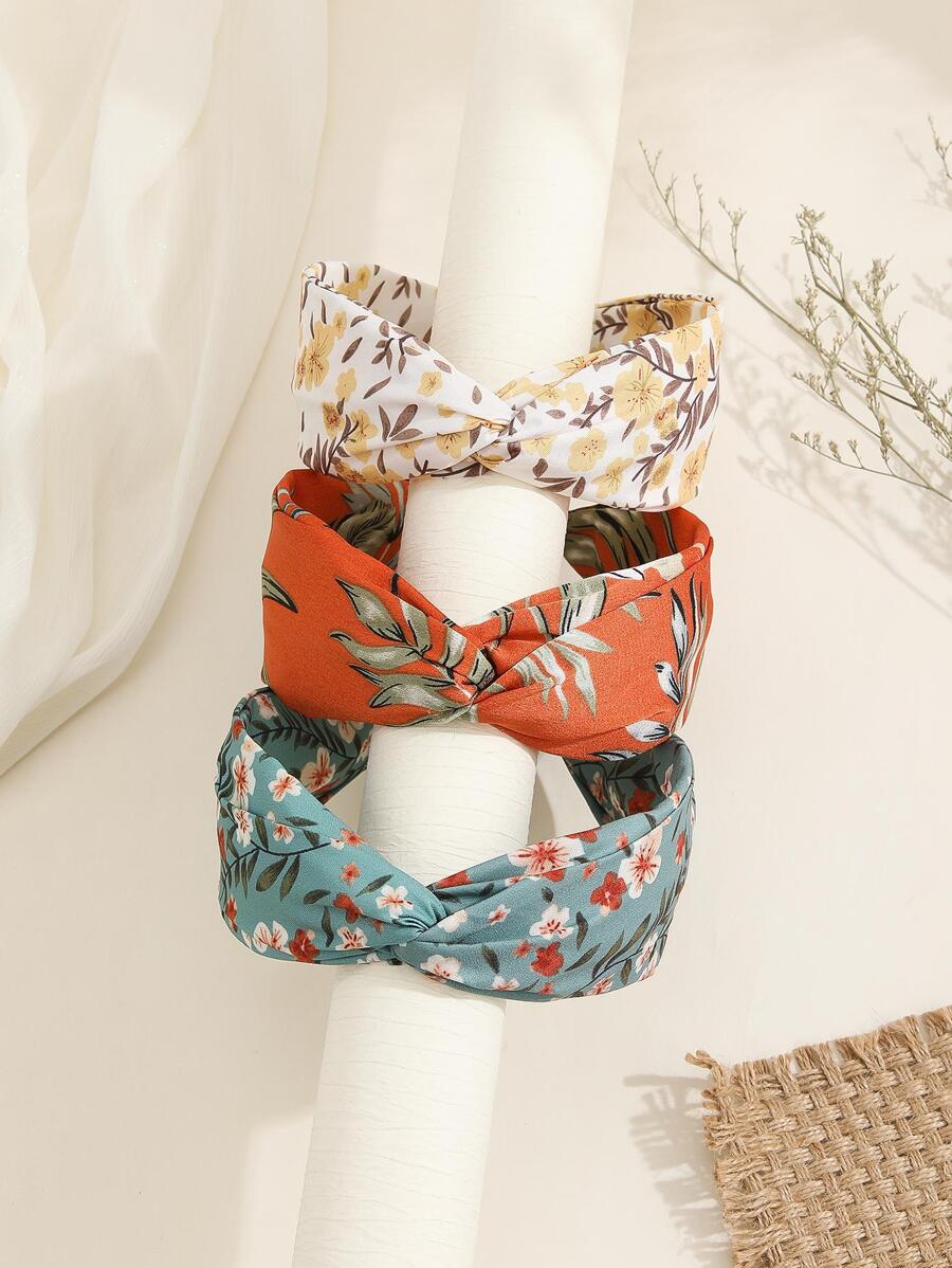3入組女士印花打結設計波西米亞頭帶日常裝飾 - 彩色 - 查看 1