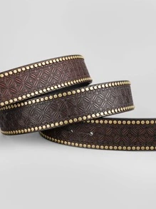 Boots Detail Oval Buckle Belt - Coffee Brown - View 3