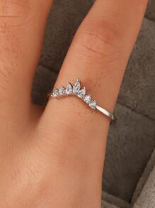 Thời trang Màu bạc Khối Zirconia  Trang trí Vương miện Chi tiết Nhẫn Đối với phụ nữ Đối với Cuộc sống hàng ngày Lễ cưới Hôn ước Trang sức cô dâu - Bạc - Xem 5