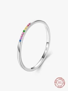 Nhẫn Trang Trí Đính Đá Cubic Zirconia Màu Bạc Quyến Rũ Dành Cho Nữ Cho Cuộc Sống Hàng Ngày - Bạc - Xem 1