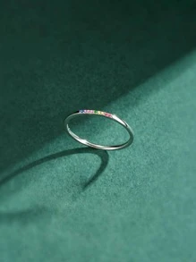 Nhẫn Trang Trí Đính Đá Cubic Zirconia Màu Bạc Quyến Rũ Dành Cho Nữ Cho Cuộc Sống Hàng Ngày - Bạc - Xem 5