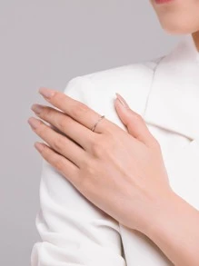 Nhẫn Trang Trí Đính Đá Cubic Zirconia Màu Bạc Quyến Rũ Dành Cho Nữ Cho Cuộc Sống Hàng Ngày - Bạc - Xem 2