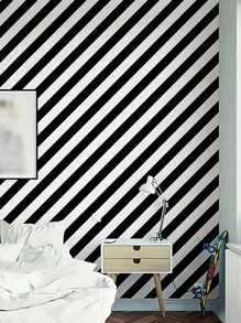 1pc Two Tone Wall Paper, PVC Self Adhesive Wall Sticker, For Home Decor - Black and White - View 4