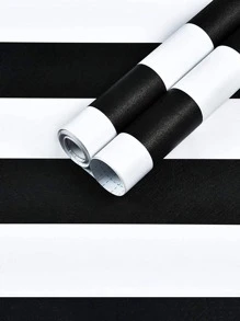 1pc Two Tone Wall Paper, PVC Self Adhesive Wall Sticker, For Home Decor - Black and White - View 1