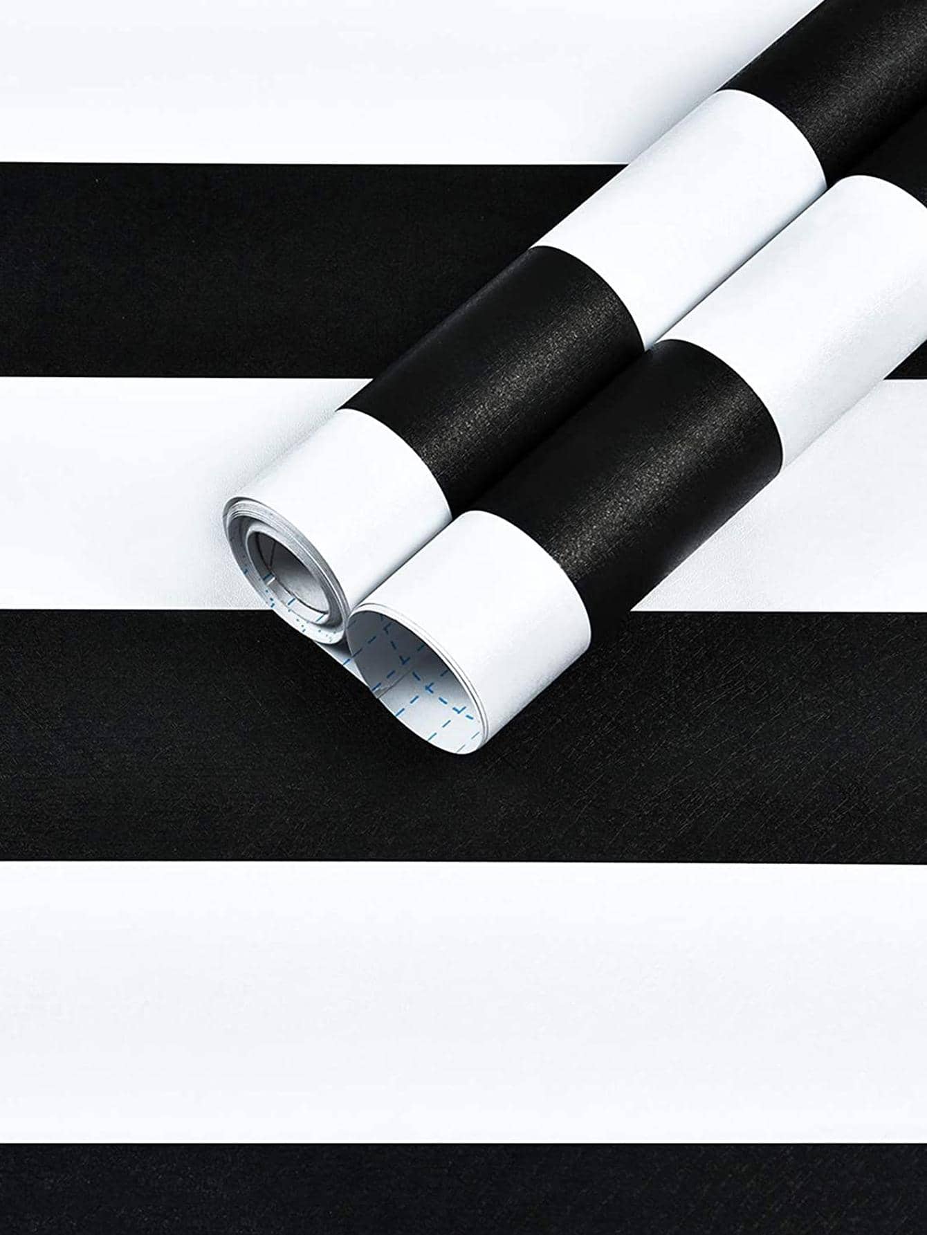 1pc Two Tone Wall Paper, PVC Self Adhesive Wall Sticker, For Home Decor - Black and White - View 1