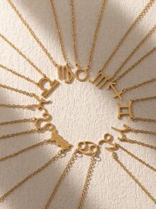 1 PC Thời Trang Thép Không Gỉ 12 Chòm Sao Chi Tiết Dấu Hiệu Mặt Dây Chuyền Vòng Cổ Cho Phụ Nữ Cho Cuộc Sống Hàng Ngày - Vàng - Xem 1