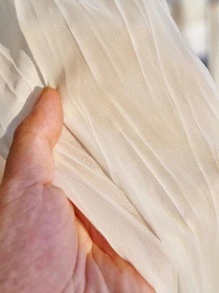 Solid Single Panel Sheer Curtain, White Polyester Mesh Curtain, For Home - White - View 4