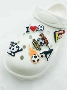 6pcs Soccer & Letter Design Shoe Decoration, Stylish Shoe Decorations For Clogs - Multicolor - View 1