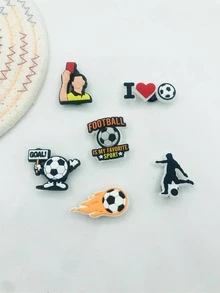 6pcs Soccer & Letter Design Shoe Decoration, Stylish Shoe Decorations For Clogs - Multicolor - View 3