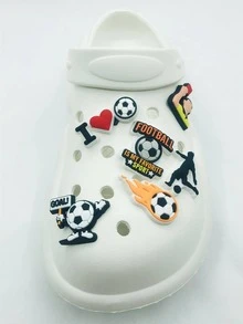 6pcs Soccer & Letter Design Shoe Decoration, Stylish Shoe Decorations For Clogs - Multicolor - View 4