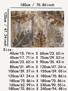1入組葉子圖案地毯復古滌綸地墊適用於客廳臥室 - 彩色 - 查看 3