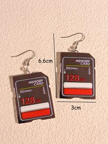 1 Chữ Thời Trang Đồ Họa Hình Học Trang Trí Bông Tai Giọt Dành Cho Nữ Trang Trí Hàng Ngày - màu đen - Xem 2