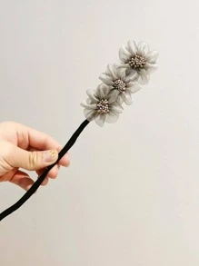 1入組女士花朵裝飾時尚髮帶適合日常裝飾 - 灰色 - 查看 2