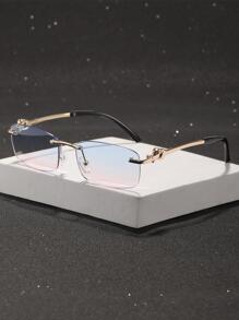 1副男士金属无框矩形时尚眼镜，沙滩配饰眼镜，适合夏季海滩度假、户外活动和旅行。 - 彩色 - 查看 2