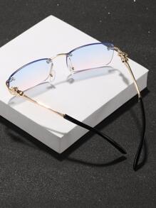 1副男士金属无框矩形时尚眼镜，沙滩配饰眼镜，适合夏季海滩度假、户外活动和旅行。 - 彩色 - 查看 3