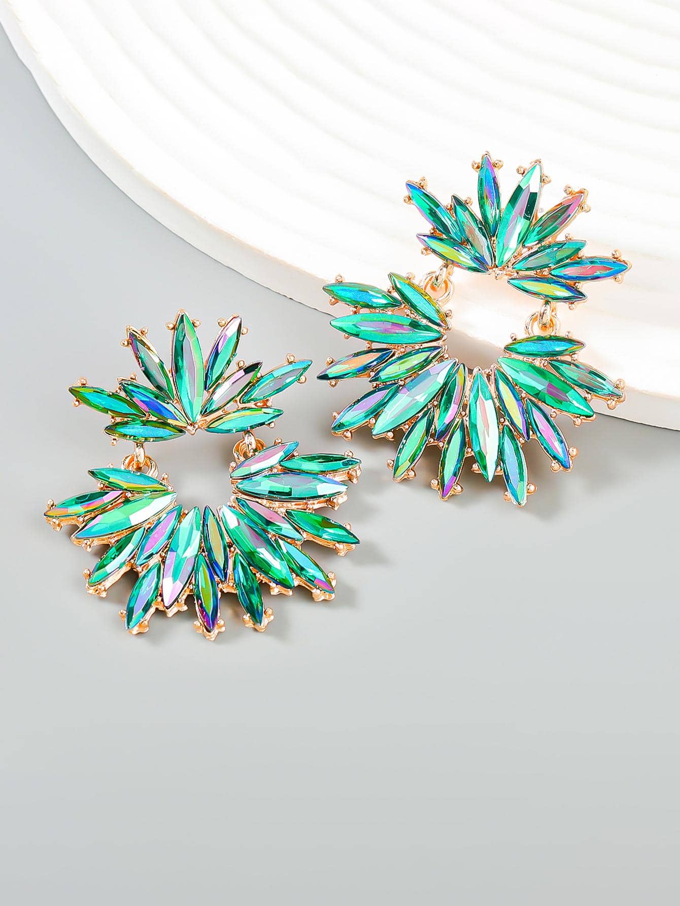 juran 1 Paar glamouröse Strass-dekorierte blumenförmige Hängeohrringe für Frauen als tägliche Dekoration, Valentinstag, Mutter, Muttertag, Geschenk