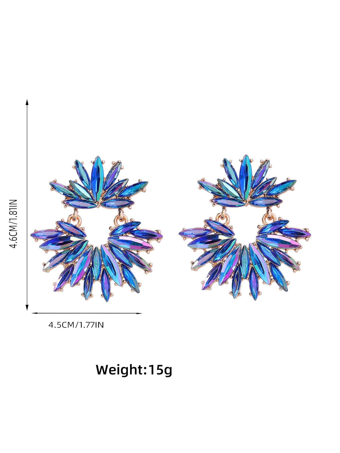 juran 1pair Glamorous Rhinestone Decor Flower Shaped Drop Earrings For Women For Daily Decoration Valentines,Mom,Mother,Mother's Day,Gift
